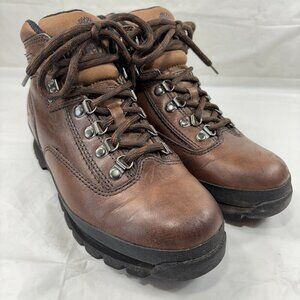 VINTAGE Y2K Timberland 95311 Brown Leather Trail Ankle Boots Lace Up Size 8.5